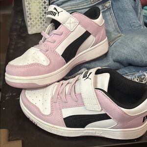 Puma Pink and White Sneakers with Suede Overlays